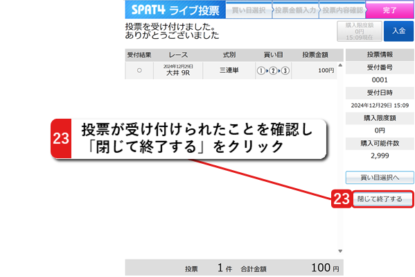 投票内容を確認し、投票して下さい